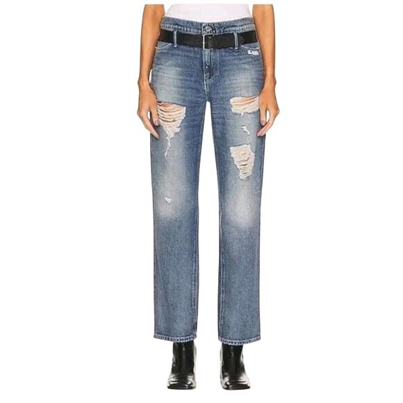 RtA Dexter Half Belt Boyfriend Jeans XS Blue 100% Cotton NWT - Picture 1 of 6